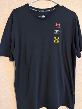 Under Armour Black Short-Sleeve Tee with Red and Yellow Logos